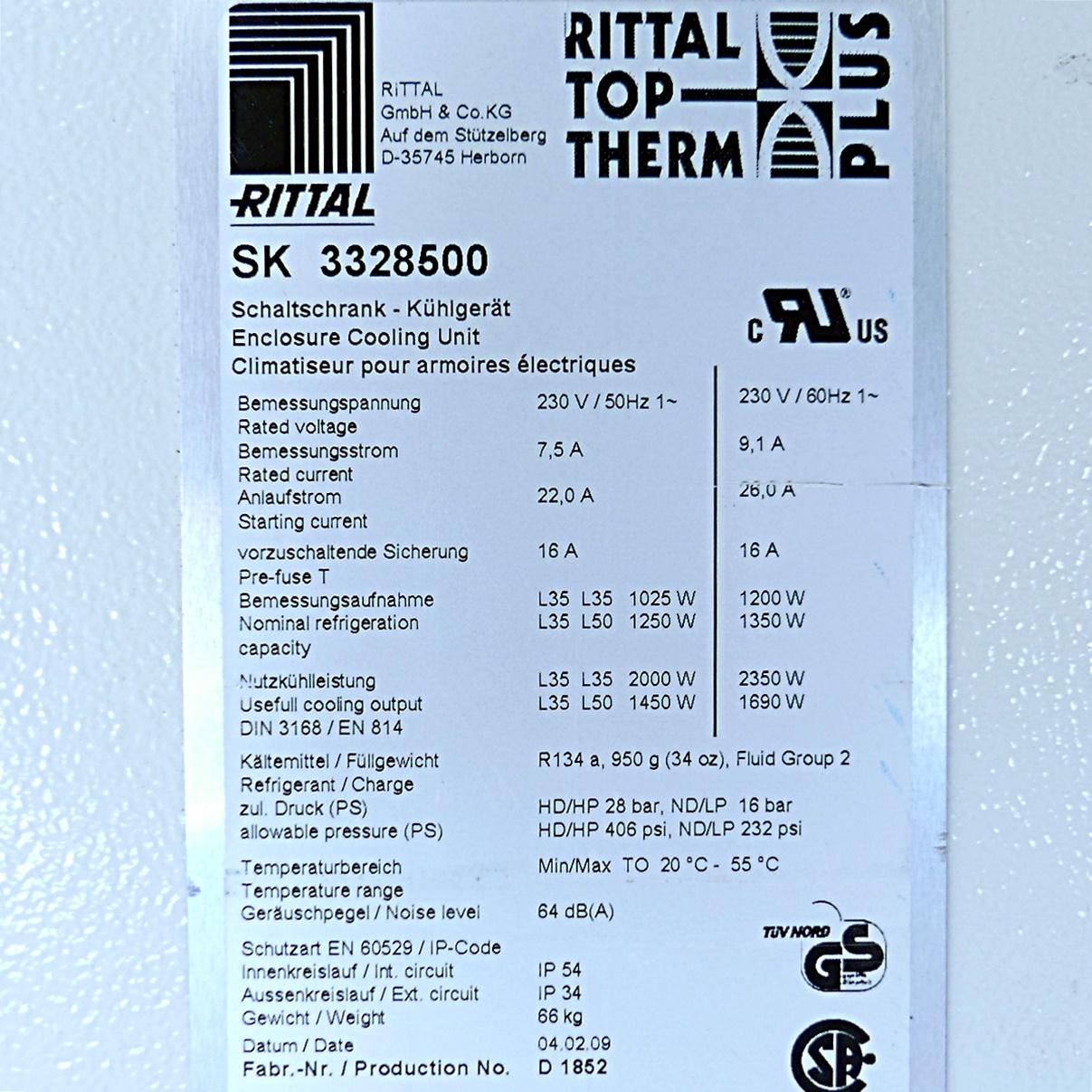 Produktfoto 2 von RITTAL Schaltschrank - Kühlgerät SK 3328500