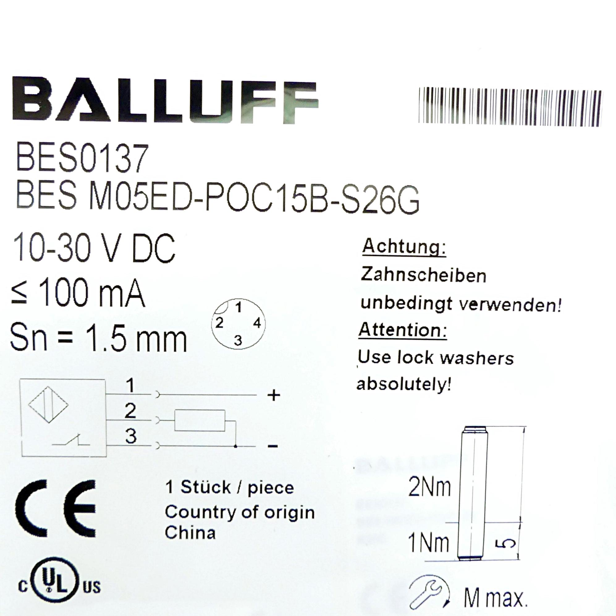 Produktfoto 3 von BALLUFF Sensor Induktiv BES0137