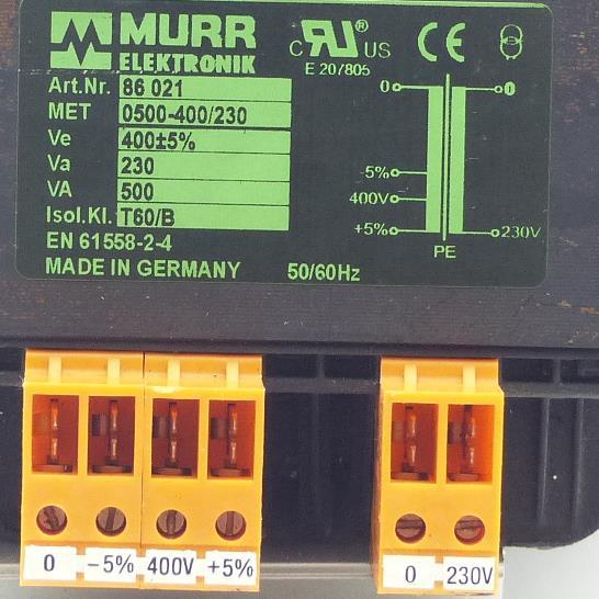 Produktfoto 2 von MURRELEKTRONIK Trenntransformator 86021
