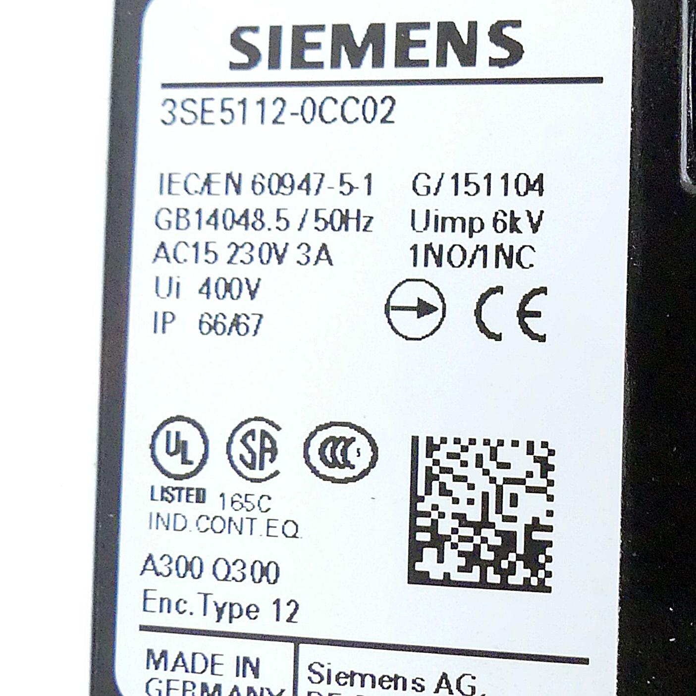 Produktfoto 2 von SIEMENS Positionsschalter 3SE5112-0CC02