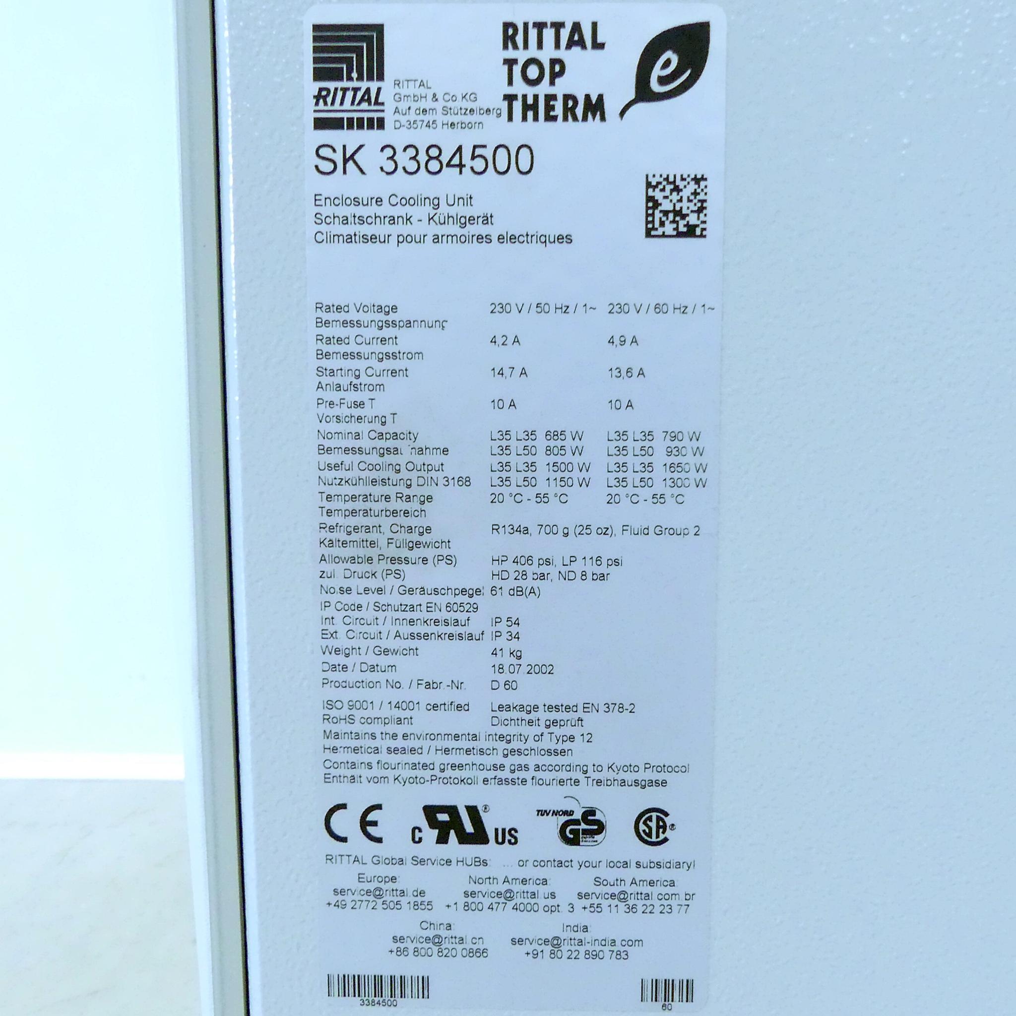 Produktfoto 2 von RITTAL Kühlgerät SK 3384500