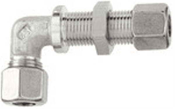 Produktfoto 1 von Winkel-Schottverschraubung, Rohr-Außen-Ø 6 mm, Edelstahl 1.4571