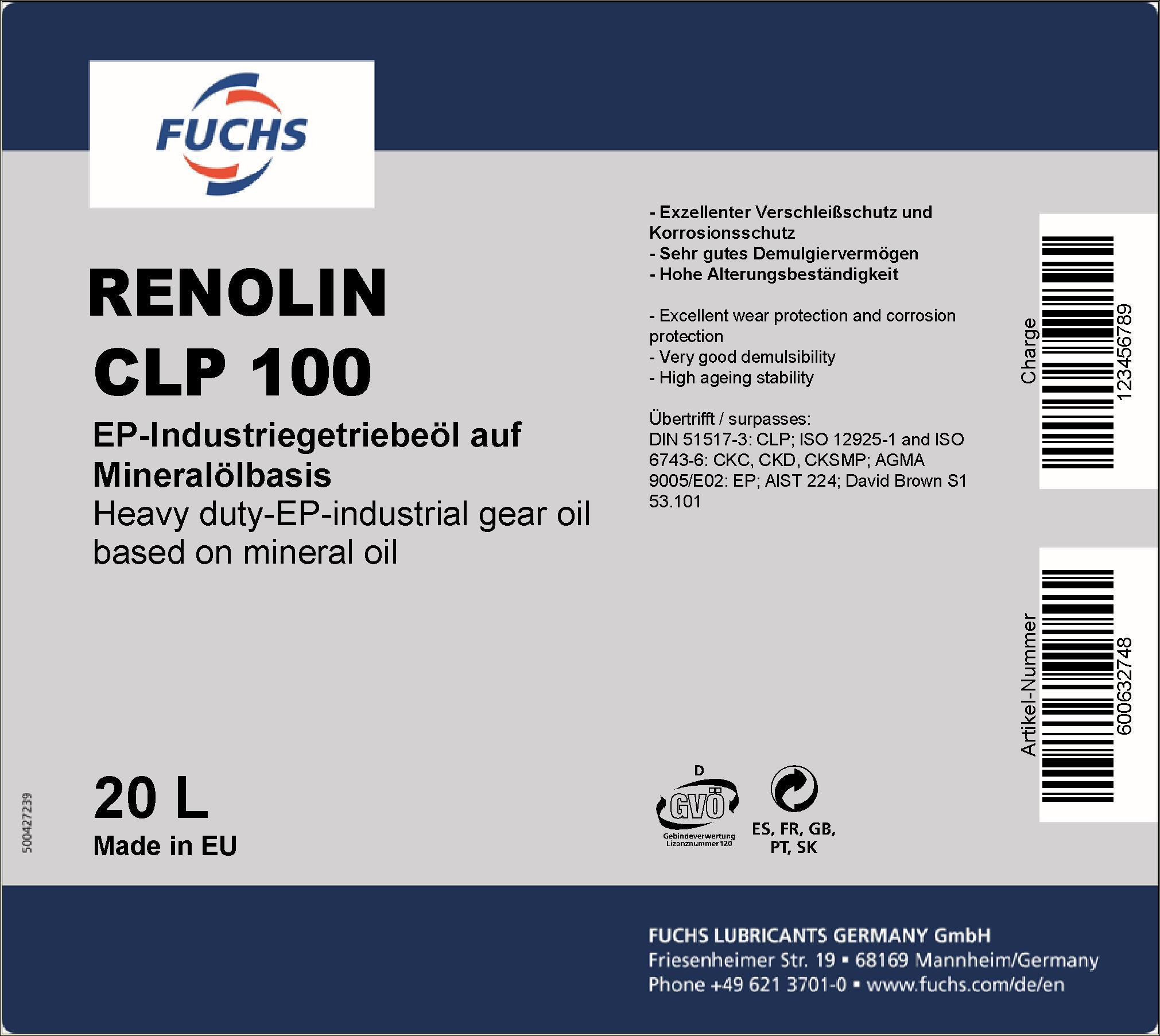 Produktfoto 2 von Industriegetriebeöl RENOLIN CLP 100