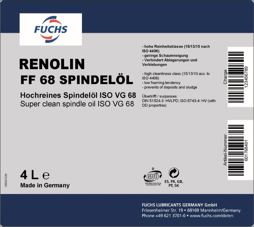 Produktfoto 2 von Spindelöl RENOLIN FF 68 4x4L