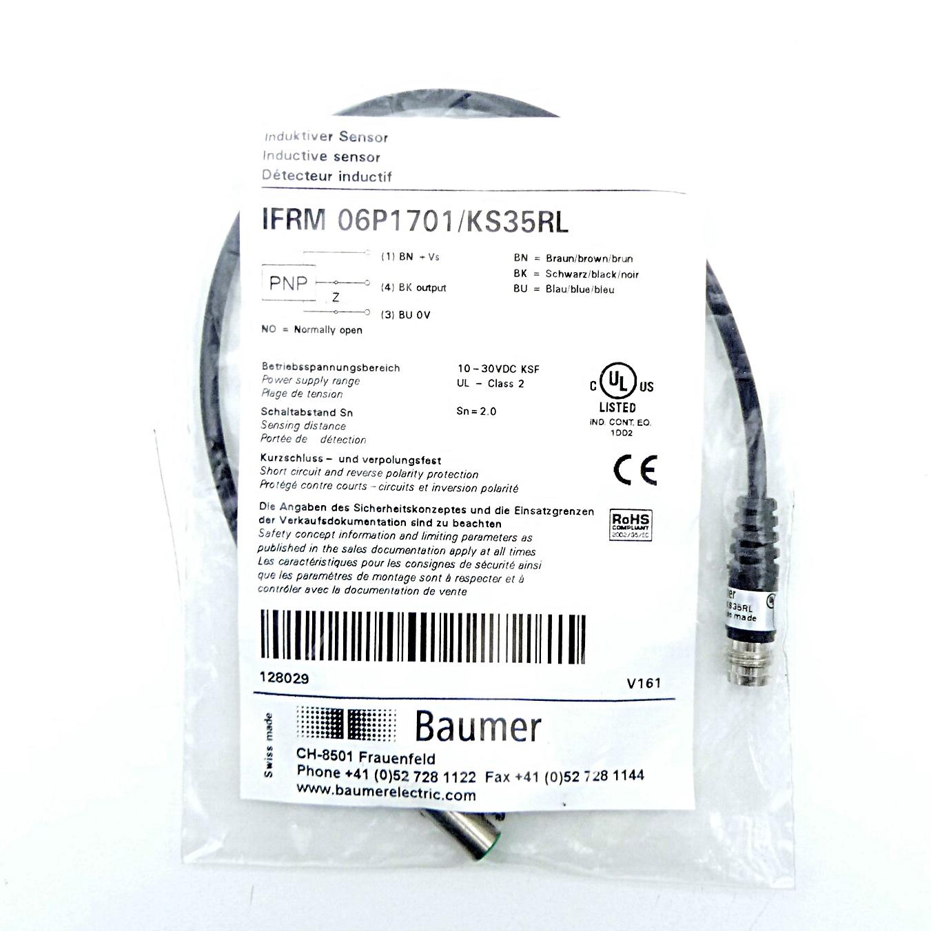 Produktfoto 2 von BAUMER Induktiver Sensor IFRM 06P1701/KS35RL