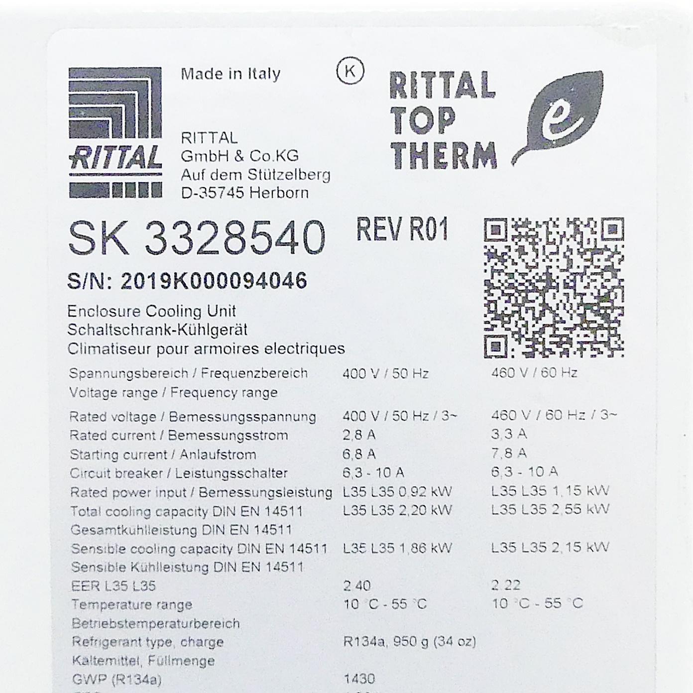 Produktfoto 2 von RITTAL Schaltschrank-Kühlgerät SK3328540