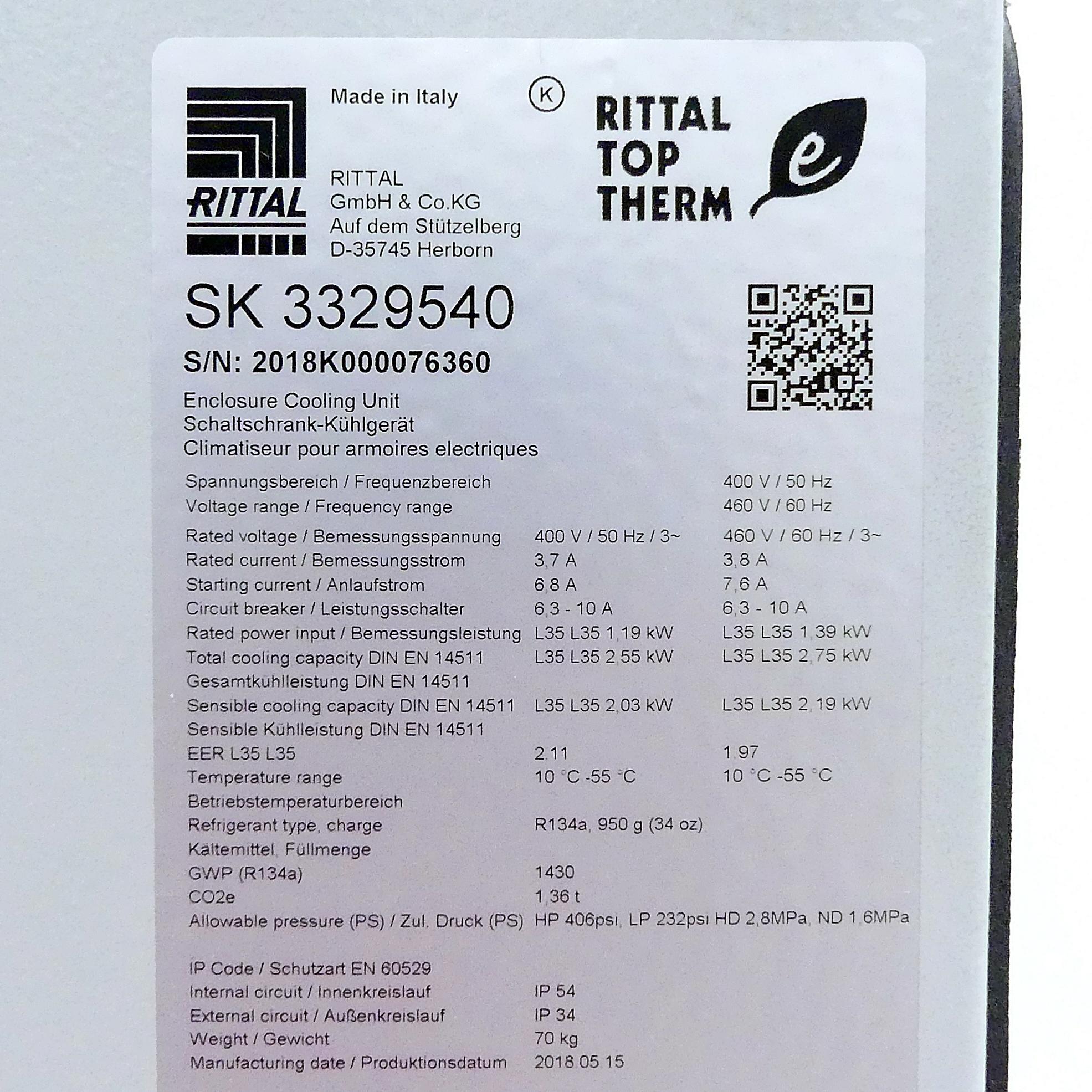 Produktfoto 2 von RITTAL Schaltschrank-Kühlgerät SK3329540